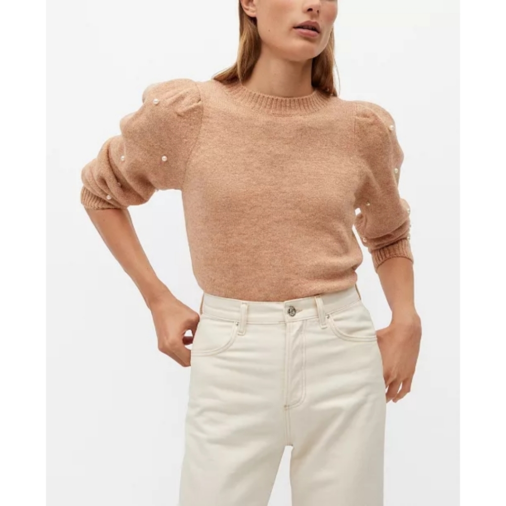 *NWT* Pearl Embroidery Applique Sweater in Camel